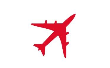 Pictogramme d'un avion rouge. Format JPEG
